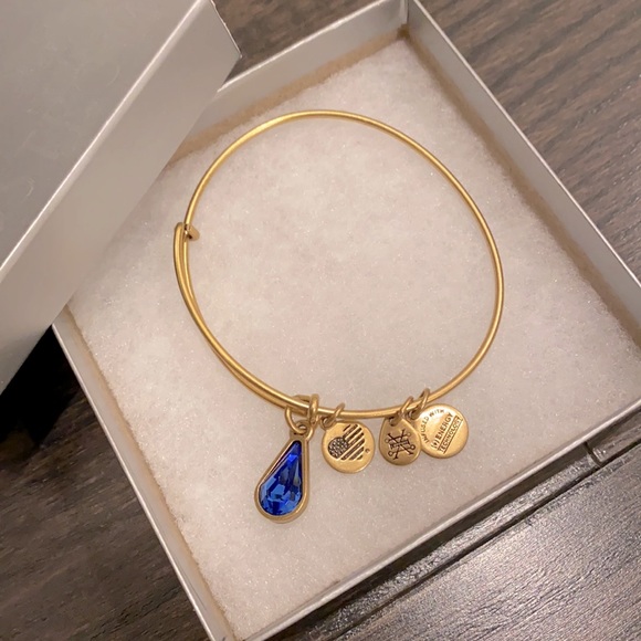 Alex and Ani Blue Topaz birthstone drop bracelet - Picture 1 of 2